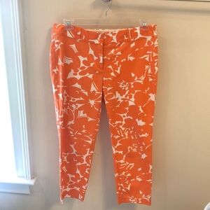 Ann Taylor Orange and White Floral Crop Pants